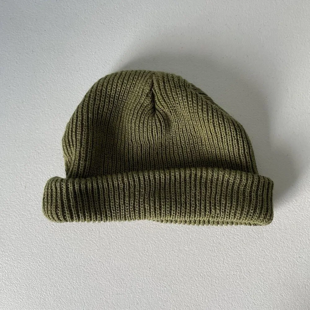 Woosah Fisherman Knit Beanie Hat Cap Hemp Blend Green Men's One Size